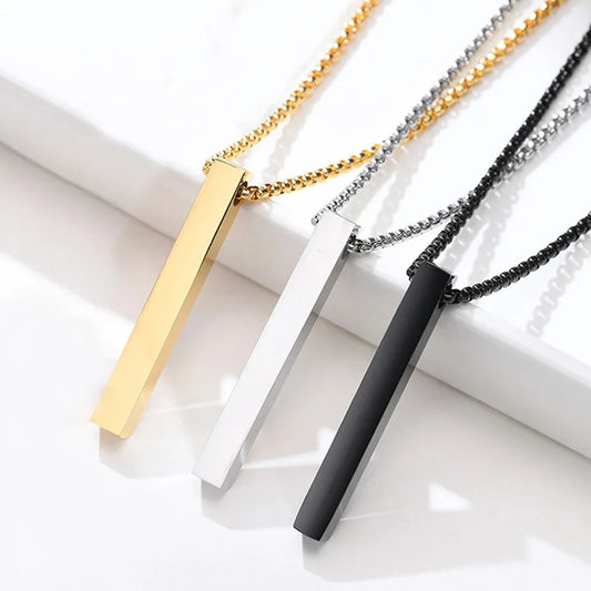 Unisex Stainless Steel Bar Necklace